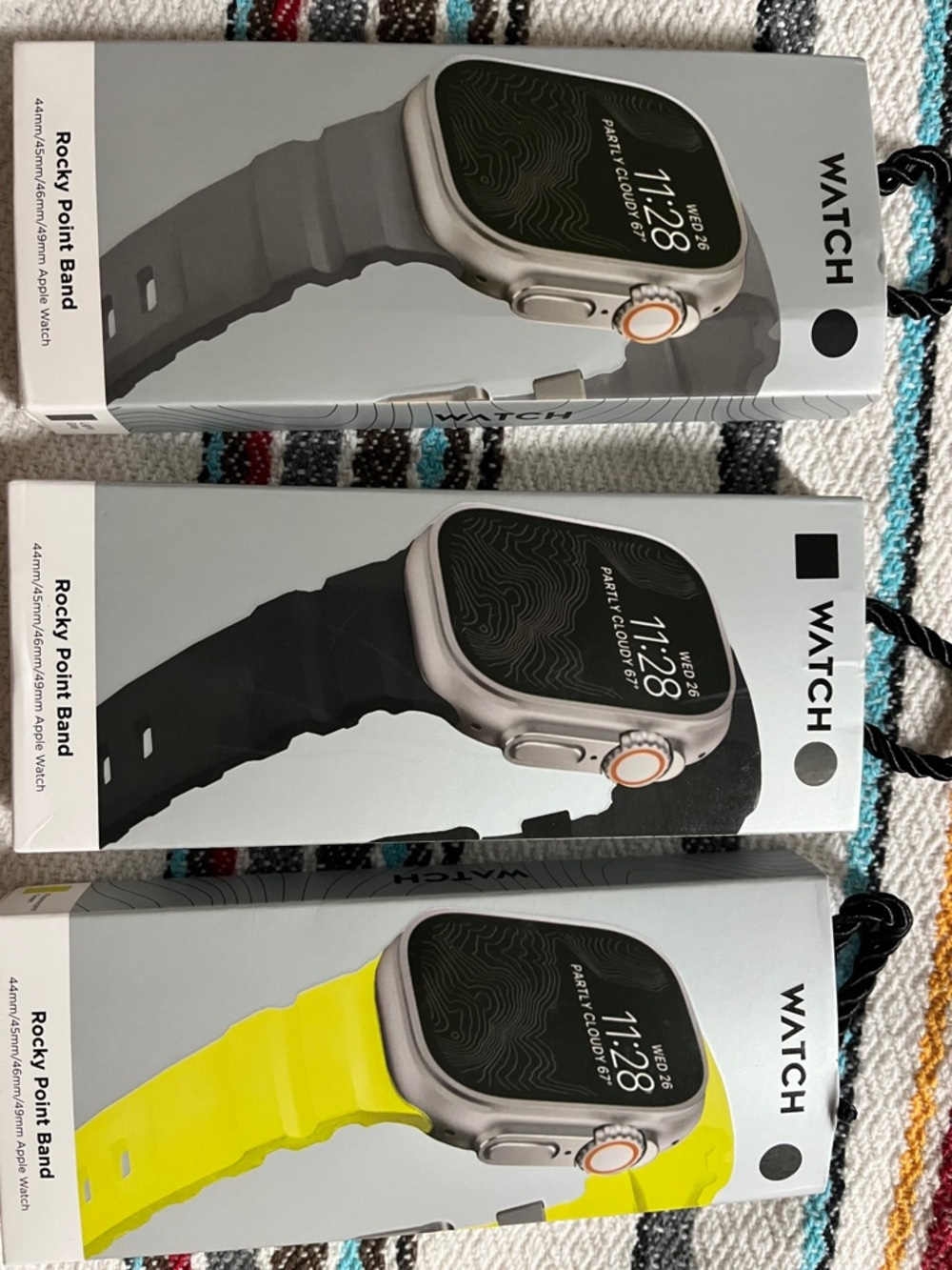 Ultra 2 Smartwatch bands. Rocky Point Silicone Band - Black, Gray, Yellow